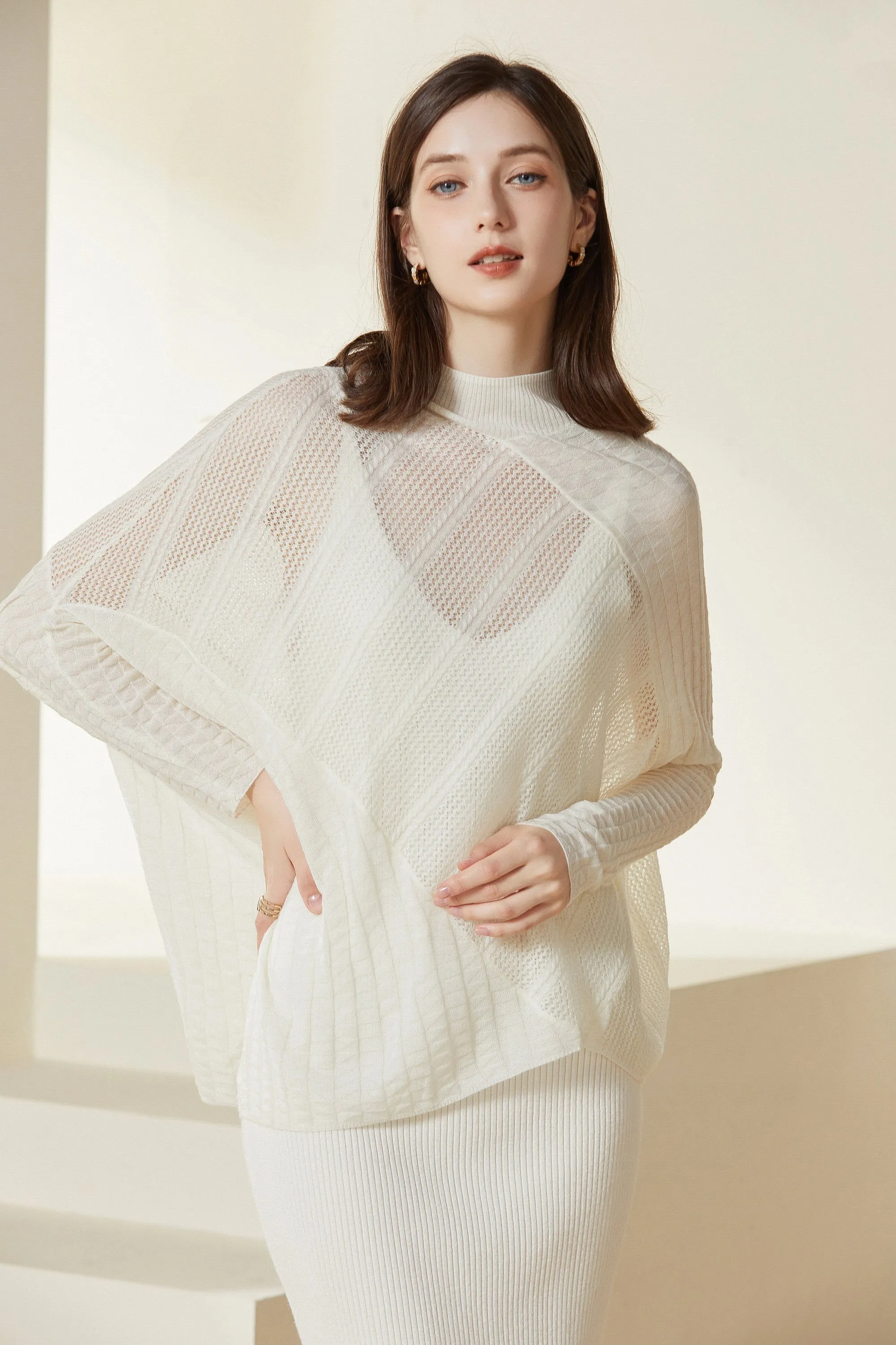 Sylphide | Lille White Semi-Sheer Wool Top