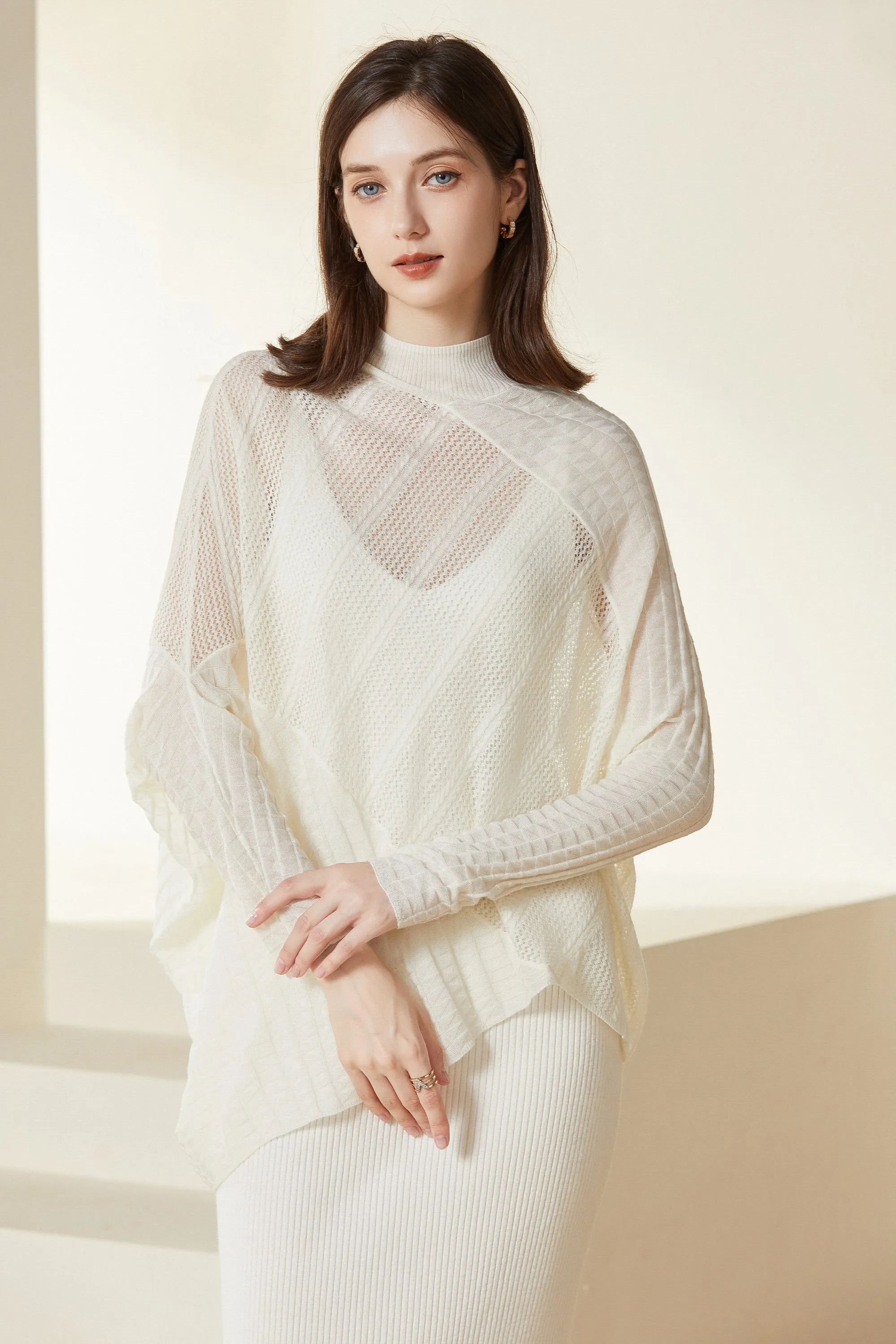 Sylphide | Lille White Semi-Sheer Wool Top