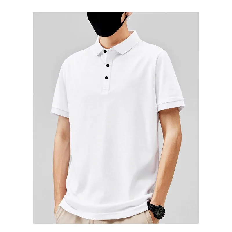 Trendy Lapel Business Silky Luster Casual Tencel Short Sleeve Polo Shirt