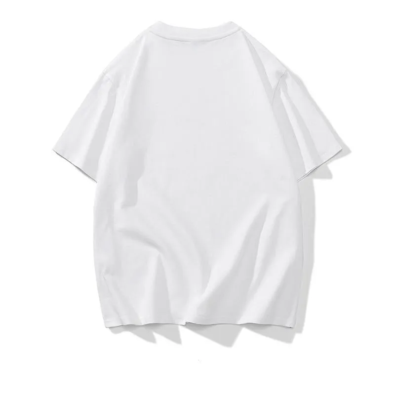 Trendy Pure Cotton Comfortable Patched Detail Drop Shoulder Loose Fit Short Sleeve Tee