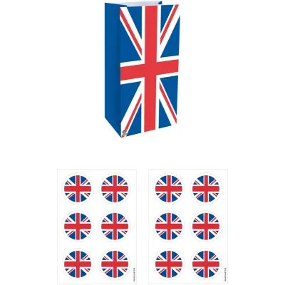 Union Jack Party Bags With Stickers - Platinum Jubilee - Celebrations Street Parties