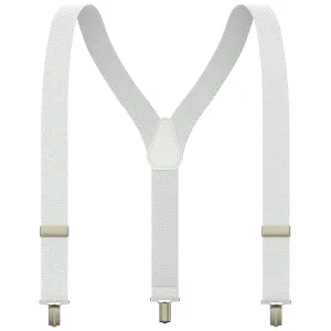 White Slim Suspenders for Men & Women Boys & Girls Y-back Shape 1 inch wide