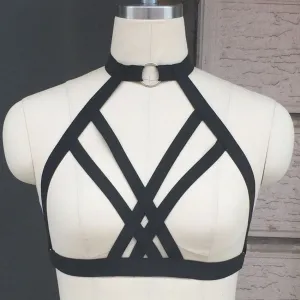 Women New Black Harness cage bra Exotic Apparel Gothic Harajuku sexy lingerie cosplay bondage harness prom dresses harness bra