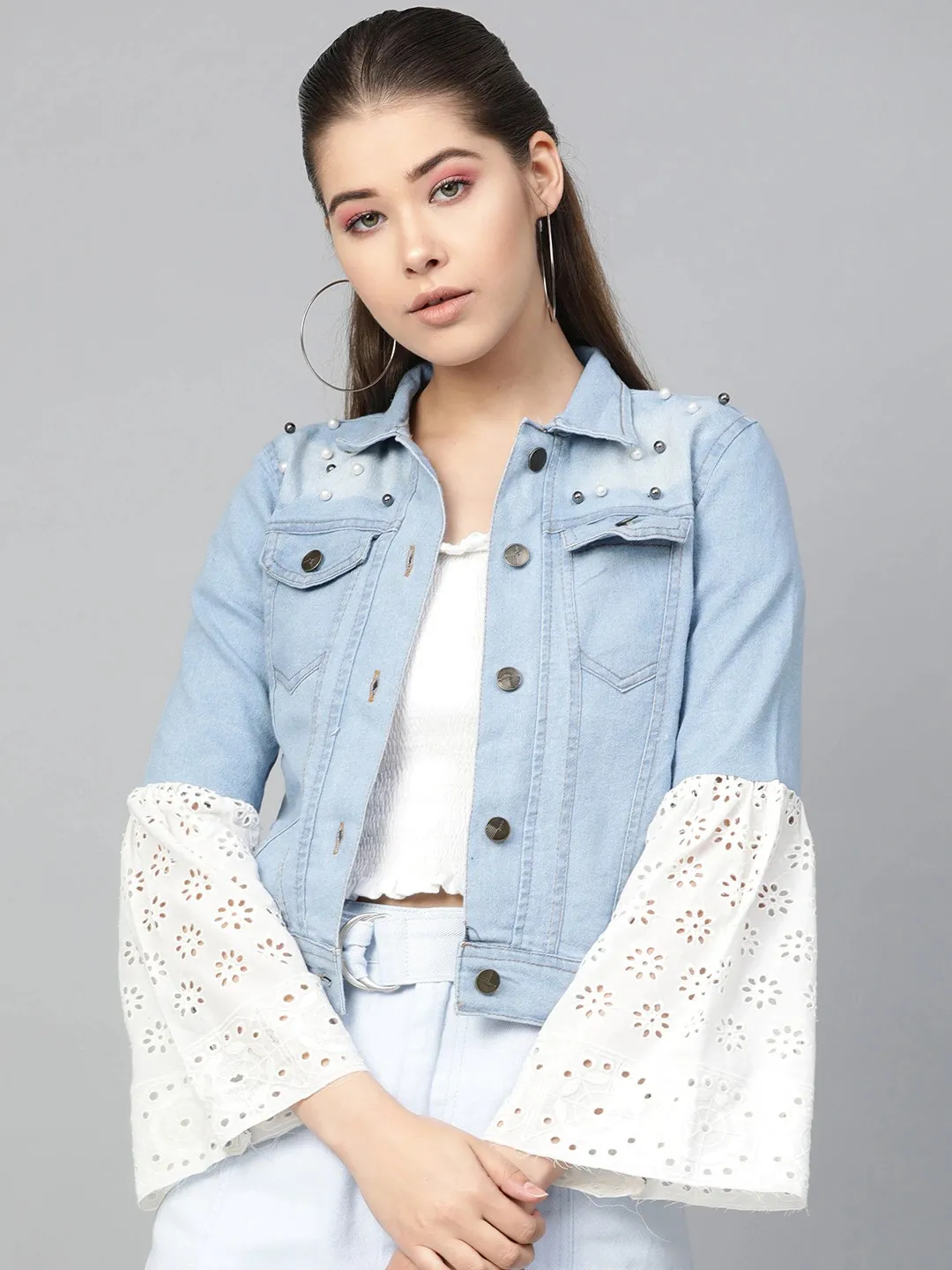 Women'S Blue Washed Denim Jacket1