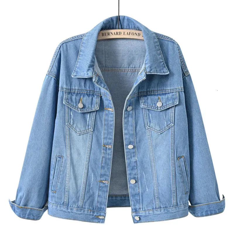 Women's Jackets Spring Fall Womens Korean Fashion Sweet Short Denim Jacket Single Pocket Breasted Autumn Jean Jacket Loose Green Black Coat 230426