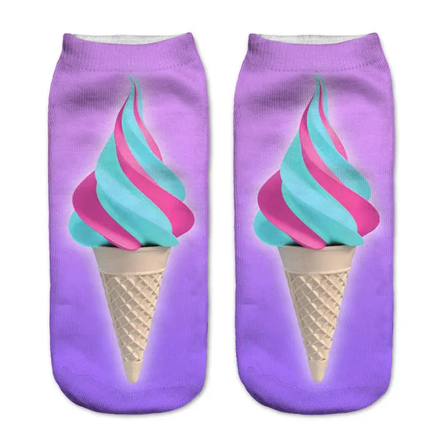 Zohra New arrival  Women Low Cut Ankle Socks Funny Aliens 3D Printing Sock Cotton Hosiery Printed Sock